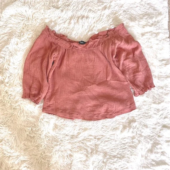 Lulu’s Peach Off-the-Shoulder Top, S - Picture 2 of 3